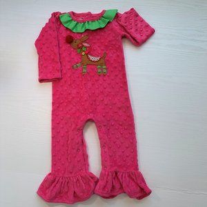 Mud Pie Minky Reindeer Romper 12-18 Months